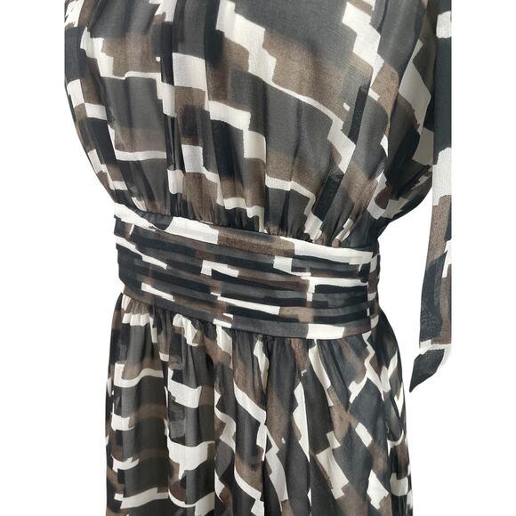 Vintage Banana Republic Silk Midi Dress Bow Geometric Print Y2K Size 6 NEW - Picture 6 of 16